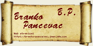 Branko Pančevac vizit kartica